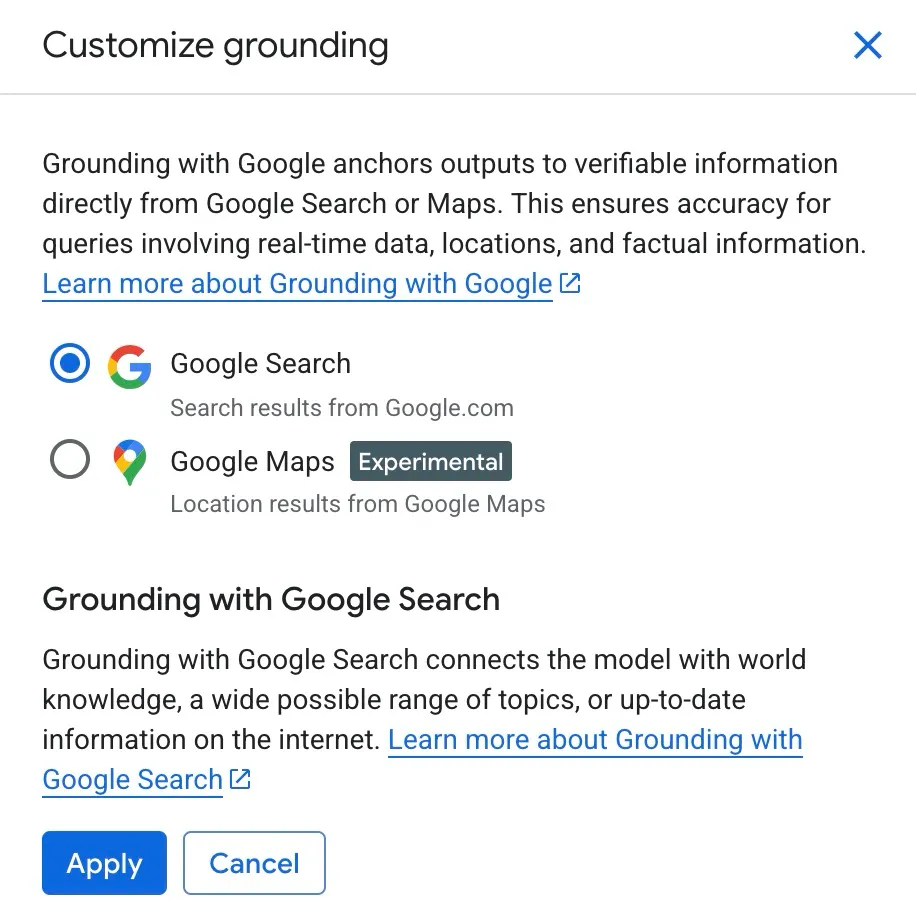 Gemini - Custom grounding Gemini - Custom grounding
