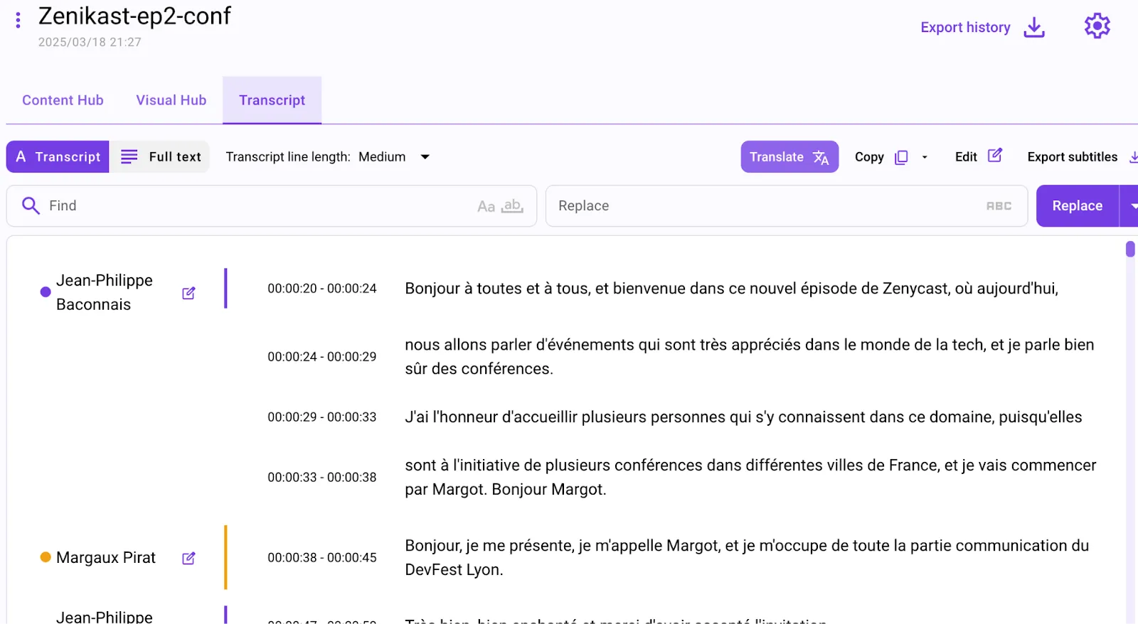Exemple de transcript réalisé par Whisper transcribe Exemple de transcript réalisé par Whisper transcribe