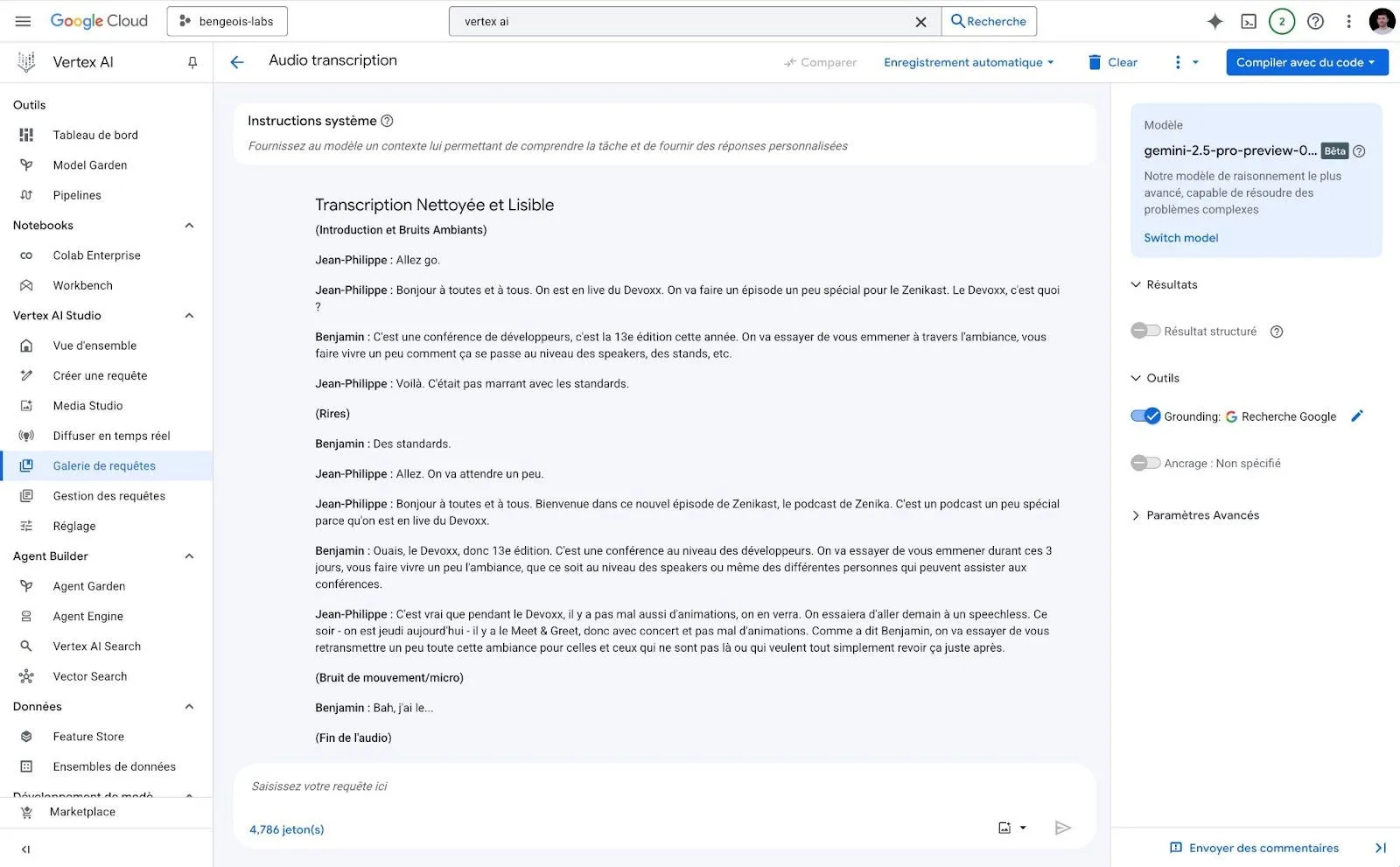 Transcription améliorée avec Gemini Transcription améliorée avec Gemini