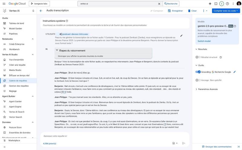1ère transcription avec Gemini