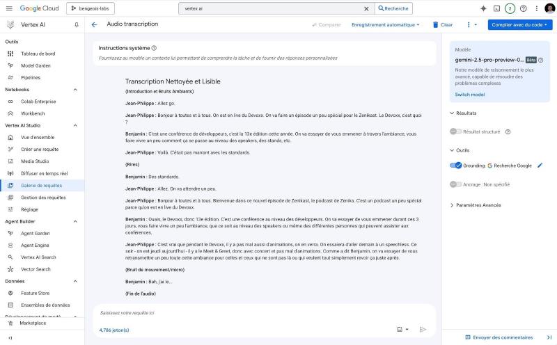 Transcription améliorée avec Gemini